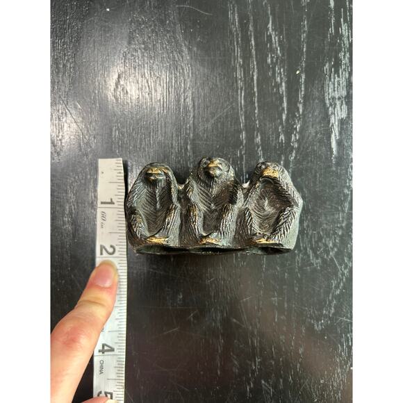 Metal Monkey- 3 wise monkeys- see no evils speak no evil hear no evil - Picture 3 of 7